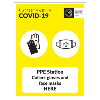 PPE Station Collect Gloves And Face Masks Sign PPE Station Collect Gloves And Face Masks Sign